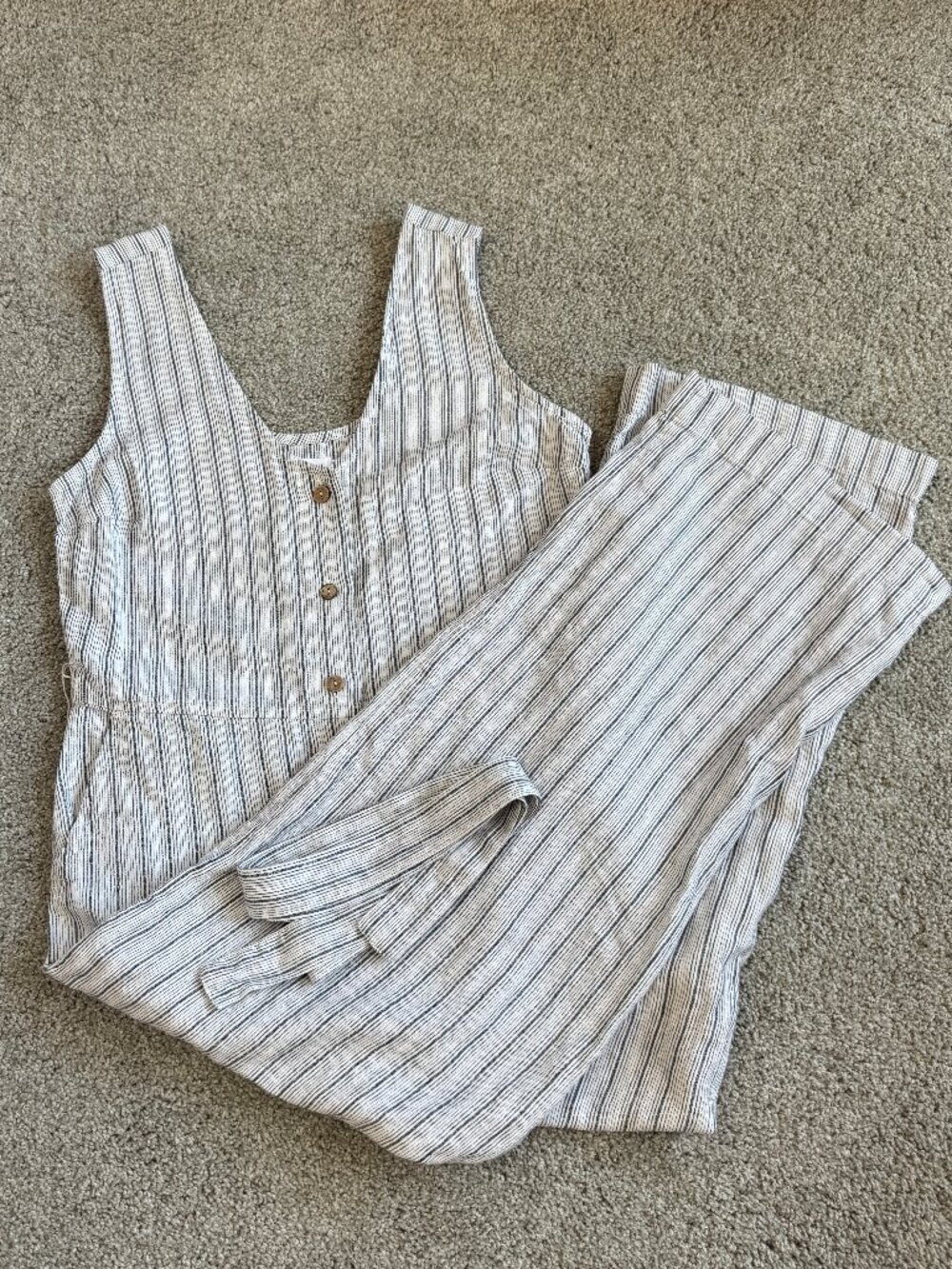 CARVE DESIGNS Bonfire Jumpsuit, Sleeveless, stripes, Sleeveless, pockets, Sz M